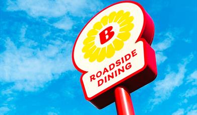 Brightside roadside dining sign and blue sky